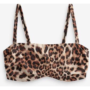 Next Brown Leopard DD+ Non Pad Minimise Bandeau Bikini Top Image