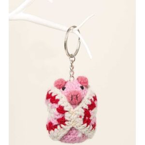 Fat Face FatFace Pink Pig in a Blanket Crochet Keyring Image