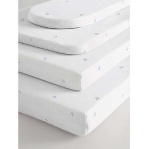Next 2 Pack White Floral 100% Cotton Jersey Baby Fitted Sheets Image