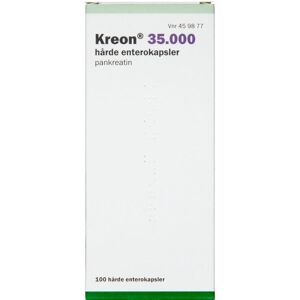 Paranova danmark Kreon 35.000 Lipase 35.000 EP-e (Håndkøb, apoteksforbeholdt) 100 stk Enterokapsler, hårde Image