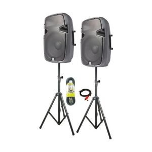 Komplet sæt aktive højttalere 2x600Watt med 2 stativer og kabler TILBUD NU with Image