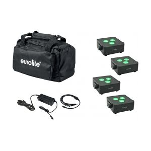 EuroLite Set 4x AKKU IP Flat Light 3 bk + Charger + Soft Bag TILBUD NU Image
