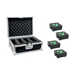 EuroLite Set 4x AKKU IP Flat Light 3 bk + Case TILBUD NU Image