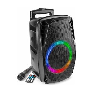 Transportabel Højttaler FT8LED med hjul og håndtag / 8" bas med LED lys-ring / B Image