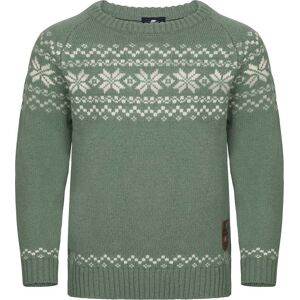 Gridarmor Kids' Snøkrystall Round Neck Ullgenser Green/white, 134/140 Image