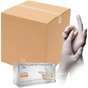 Ninguno PACK 10 Cajas de 100 GUANTE DE LATEX BLANCO SIN POLVO, Med Comfort Premium Grip LIQUIDACION STOCK CADUCIDAD 03/2025 Image