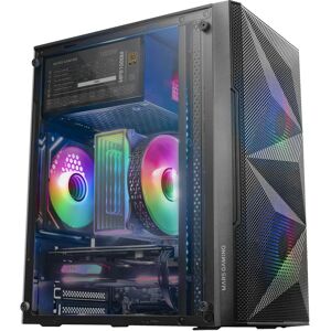 Mars Gaming MC-ME, Caja Gaming Compacta MicroATX, Ventana Lateral Completa Cristal Templado, Diseño Frontal Total-Mesh Geométrico, 2X Ventiladores FRGB 120mm Image