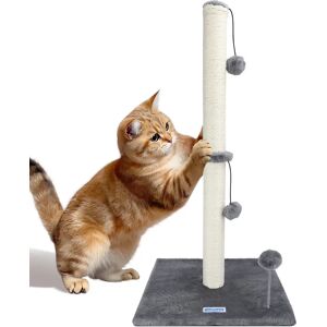Nobleza - Rascador para Gatos, Altura 80 cm, Poste de Rascador  para Gatos Medianos y Grandes, Base Estable con Bola de Juguete Colgante y Pompón de Muelle Gris Image