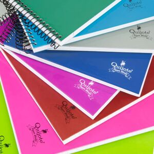 Ninguno Quijote Paper World PACK CUADERNOS TAPA DURA CARTÓN FORRADO TAMAÑO FOLIO - A4, Rayas Horizontales, Liso, Pauta 2,5 3,5 y 46, 4x4 Mm, Colores Básicos, 80 H, 90gr, Vuelta Al Cole, Niño, Niña, Escolar, Image