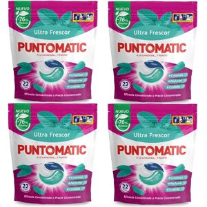 PUNTOMATIC 22 Cápsulas Tricámara Ultra Frescor, Pack Ahorro 4x22 Total 88 Lavados, Detergente Lavadora, Para Ropa Blanca y De Color, Quitamanchas Image