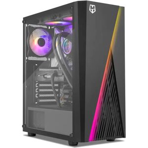 NOX Hummer Frost- Microtorre Micro ATX;ATX, hasta 6 Ventiladores 160mm, diseño Gaming, Tira LED ARGB Rainbow, Ventana Cristal Templado, graficas Gran tamaño, USB 3.0, Negro Image