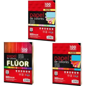 Ninguno Folios de Papel de Colores A4 de 80g  100 Hojas en Blanco o Colores Variado  Fuerte, Pastel o Fluor o Blanco: ¡Despierta tu creatividad con vibrantes opciones de papel! (6 F-C) Image