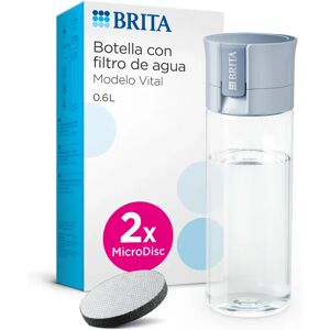 Brita Botella Filtrante de Agua, Mod. VITAL Azul Claro (600 ml), Incluye 2 filtros MicroDisc, para hidratarse en cualquier lugar, elimina cloro, impurezas, hormonas y preserva minerales Image