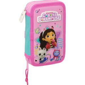 Ninguno SAFTA  PLUMIER DOBLE PEQUEÑO 28 PIEZAS GABBYS DOLLHOUSE "PARTY" - Plumier Escolar Licencia Oficial - Diseño Práctico - Ideal para Guardar Útiles - Material Resistente - Cierre de Cremallera Seguro Image
