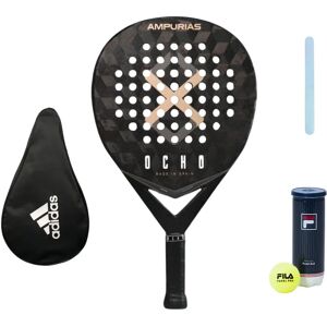 Pala de Pádel Ocho Pádel  Ampurias 24k (Made in Spain) + Funda Pádel Adidas + Protector Transparente + Bote de Pelotas Fila Image