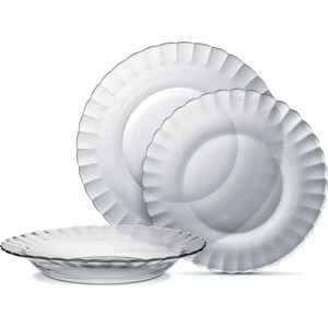 Ninguno Duralex - Vajilla completa 18 Piezas de Vidrio Templado, Incluye 6 Platos Llanos de (23 cm), 6 Platos Hondos de (23 cm) y 6 Platos de Postre de (20,5 cm) Image
