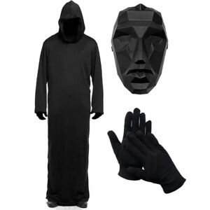 Kebedo Moda Disfraz Encapuchado Vigilante Lider Misterioso Adulto   Máscara Geométrica   Túnica Guantes   Halloween Terror. Image