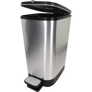 Ninguno Curver - Cubo de basura Chic Bin 30-35L, diseño gris metalizado, pedal ajustable, sistema antiolor, base antideslizante, cesto interior extraíble, medidas 26,5x40,5x45 cm, ideal para cocina y oficina, Image