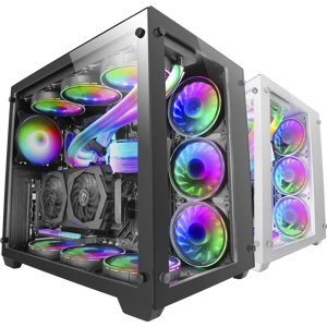 Mars Gaming MCV3, Torre Gaming Custom XXL E-ATX, Ventana Cristal Templado Lateral y Frontal, Estructura Modular Doble Cámara, Torre PC Gaming Negro o Blanco Image