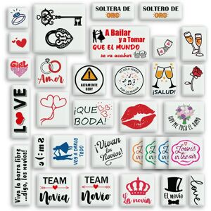 Ninguno Tatuajes temporales para boda - Pack de 130 calcomanías para bodas con diseños variados - Piezas individuales listas para usar Image