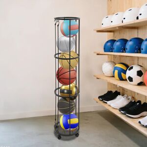 Bymaocar Estante de almacenamiento de bolas de acero al carbono, organizador de equipos deportivos de 3 niveles con ruedas para baloncesto, voleibol, fútbol, garaje, gimnasio en casa Image