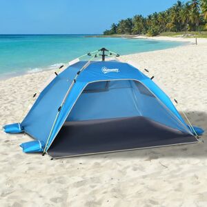 Outsunny Tienda de Playa Pop-up con 2 Puerta 2 Ventanas 220x173x120 cm Azul Image