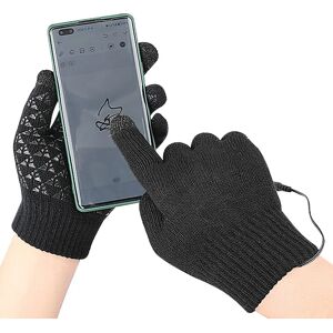 Shunmaii Guantes de punto calentados por USB, guantes de dedo completo, guantes antideslizantes para pantalla táctil, manoplas de punto térmicas gruesas para deportes al aire libre Image