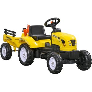 HOMCOM Tractor a Pedales para Niños de 3 Años con Remolque Juguete de Montar Coche de Pedales Carga 35 kg 133x42x51 cm Amarillo Image