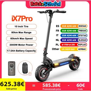 iScooter Ix7pro-patinete eléctrico de doble conducción, Scooter de 10 pulgadas, antideslizante, todoterreno, velocidad de 60 KM/H, con aplicación, 17,5 Ah, 2000W Image