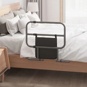 HOMCOM Barandilla de Cama Adulto Plegable con Bolsillo 61x66x55 cm Gris Image