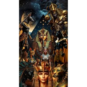 MINISO Un tamaño grande lleno de diamantes sin marco 5D DIY redondo cristal diamante bordado arte, mitología egipcia dioses grupo imagen diamante Image