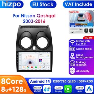 Hizpo-Radio Multimedia con GPS para coche, autorradio con Android, 8G + 128, IA, voz, 4G, 2DIN, Carplay, para Nissan Qashqai J10, 2006, 2007, 2008-2013 Image