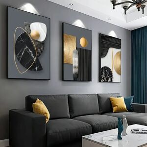 Ninguno Juego de carteles de lienzo de 3 piezas, arte geométrico abstracto, hermoso arte de mármol, diseño minimalista, decoración del hogar, regalo para amigos, l Image