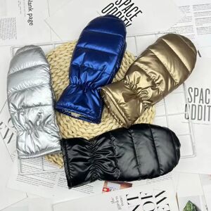 Ninguno Guantes de invierno para mujer, manoplas con dedos completos de Cachemira para mantener el calor, superficie brillante impermeable, ciclismo al aire libre, esquí Image