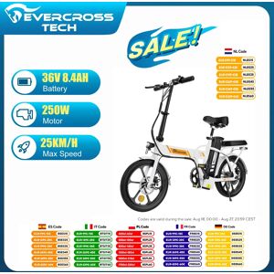 EVERCROSS TECH EK5 Bicicleta Eléctrica,, Bicicleta Eléctrica para Adultos de 250W, Plegable, Autonomía de 20-45 Km, 15/20/25 KM/H, Ruedas de 16'' Image