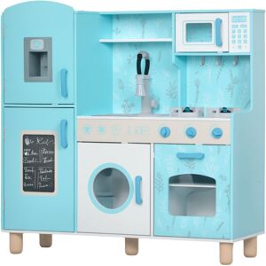 Aiyaplay - cocina de juguete para niños +3 años con sonido fogón horno grifo fregadero microondas lavadora máquina de hielo y accesorios de cocina Image