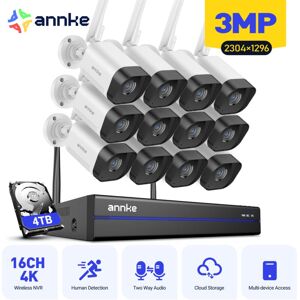 Annke - de 3 mp Cámara de vigilancia WiFi y 16 canales con detección humana, visión nocturna y 4 tb Image