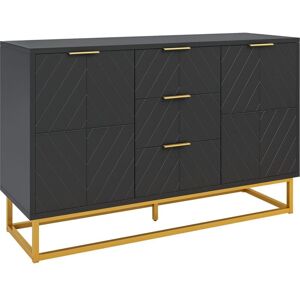 Homcom - Aparador moderno aparador para salón con 3 cajones 2 puertas y estante ajustable mueble auxiliar para salón antivuelco 120x40x76 cm negro Image
