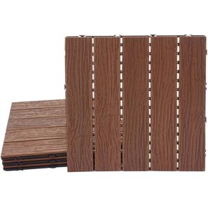 Hegele - Baldosa de wpc HHG-167, aspecto madera balcón/terraza, estructura 3D lineal, marrón oscuro, 4x 50x50cm c/u = 1m2 Image