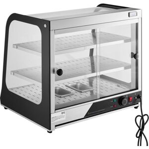 Mophorn - Calentador de alimentos comercial de 2 niveles calentador de alimentos de 850 w con vidrio templado y calentamiento a vapor, control de Image
