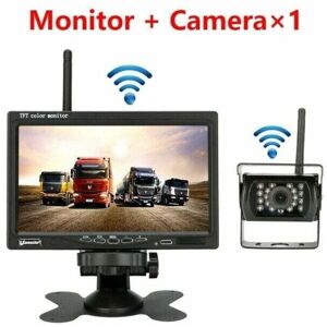 Dpzo - Cámara de respaldo inalámbrica para vehículos con monitor lcd de 7 pulgadas para camiones, autobuses, autocaravanas, remolques y excavadoras, Image