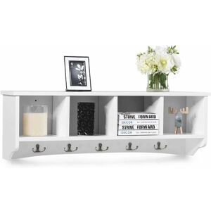 Costway - Perchero Colgando con 4 compartimientos y 5 ganchos dobles, Armario de Entrada Montado a la pared, Complemento de decoración moderno Image