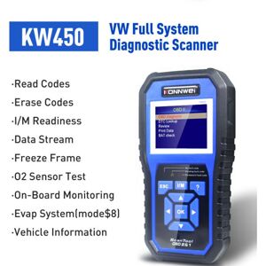 Escáner de vehículos KW450 Super Vehicle Scanner, utilizado para diagnosticar vehículos Volkswagen, Audi y OBD II. Compatible con los protocolos KWP, Image