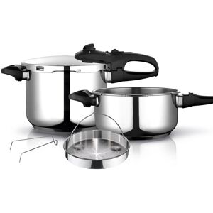 Fagor - duo 6/4 Olla a Presión 6 + 4 Litros, Inducción, Express Super Rápida, Acero Inox. 18/10, Todas Cocinas Plata Image