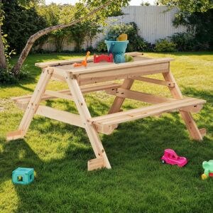 IDMARKET Foody mesa de picnic de madera para niños con arenero integrado Image