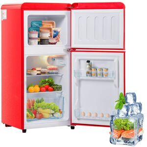 Keepbuying - Frigorífico combinado de 60 l, -27 °c / 13 °c, estilo vintage, dos puertas, 163 kWh/año, led rojo, clase f Image