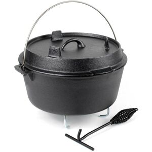 Horno holandes 9l de hierro fundido olla holandesa cazuela con asa y soporte para camping barbacoa - Wiltec Image