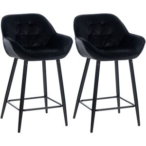 Décoshop26 - Juego de 2 taburetes de bar, sillas altas, asiento efecto acolchado en terciopelo negro y metal negro 100004162 Image