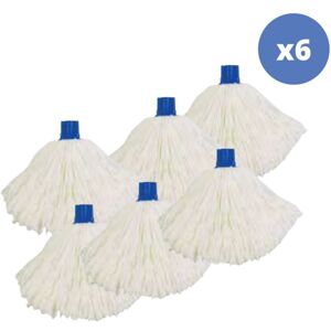 MSV - Juego de 6 flecos de fregona de recambio en microfibra 150gr punta hexagonal Blanco Image