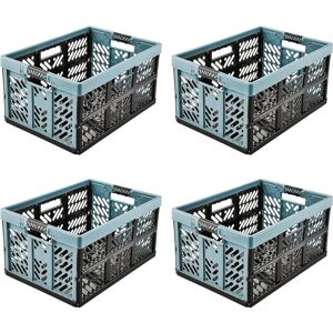 Keeeper - Set de 4 Resistentes Cajas Plegables, con Asas Laterales Soft Touch, 4 x 45 l, Ben, Azul Nórdico (Azul) Image